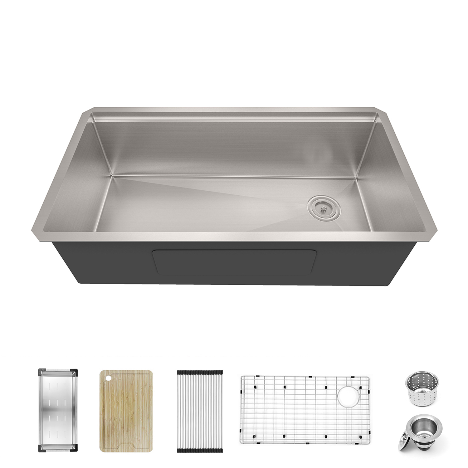 KSS0001S-OL 32”16 Gauge Undermount Single Bowl Workstation 304 Stainless Steel Kitchen Sink With Accessories