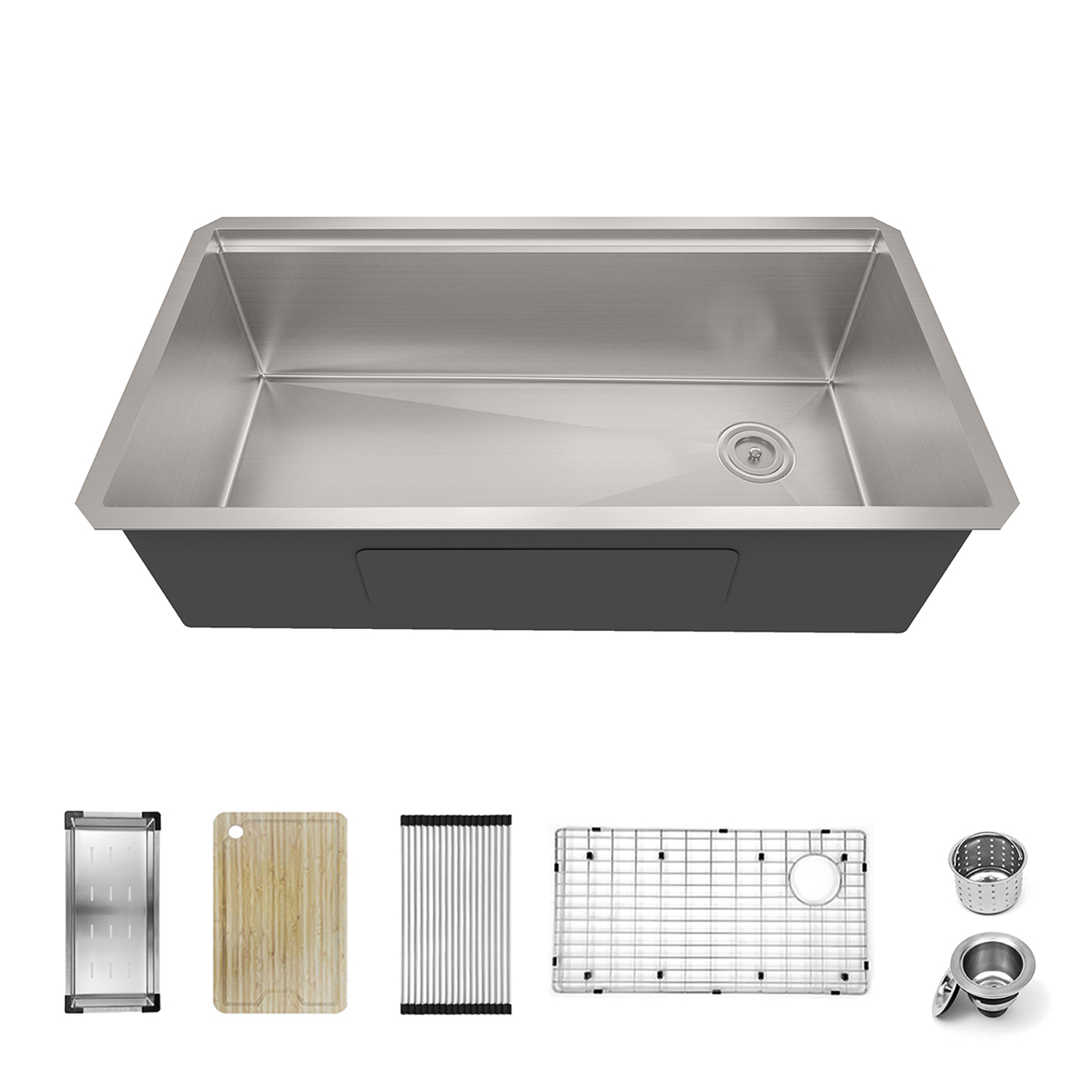 KSS0002S-OL 30" 16 Gauge Single Bowl 304 Stainless Steel Workstation Undermount Kitchen Sink With Accessories