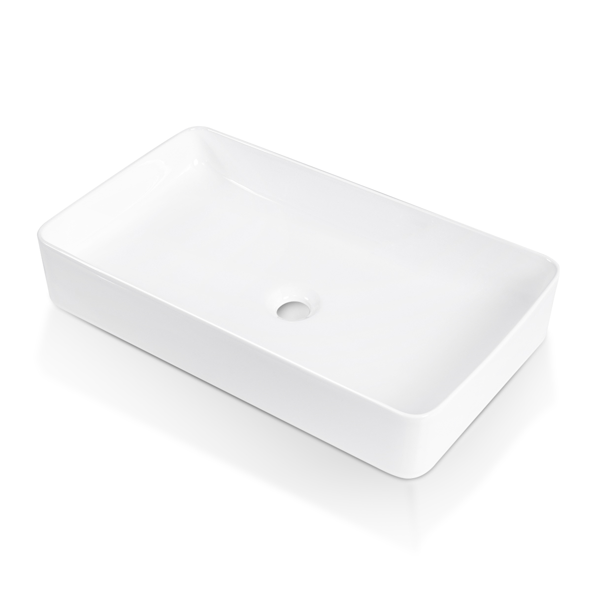 BVS2414A-OL 24" x 14" White Rectangular Ceramic Countertop Bathroom Vanity Vessel Sink