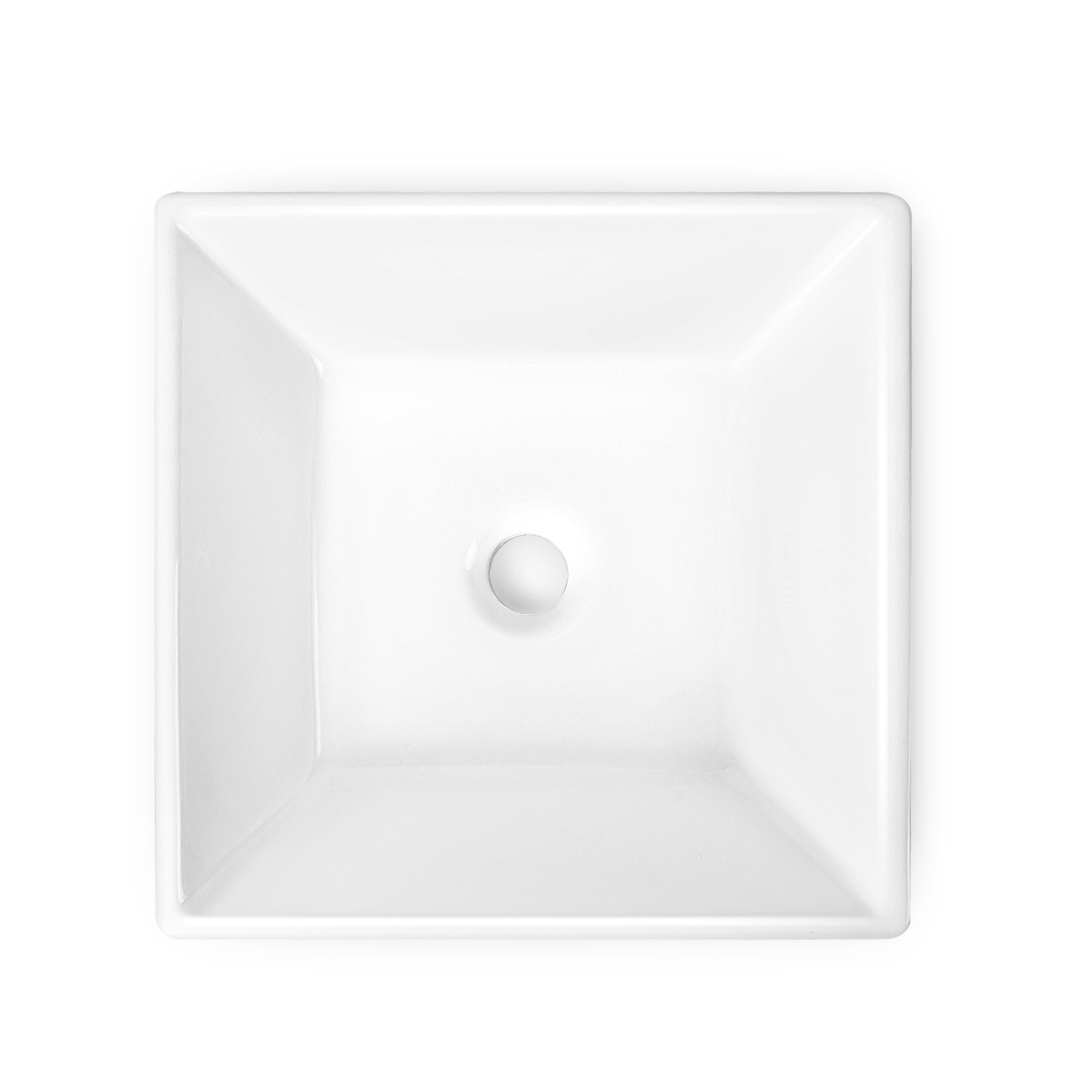 BVS1616A-OL 16" x 16" White Square Ceramic Countertop Bathroom Vanity Vessel Sink
