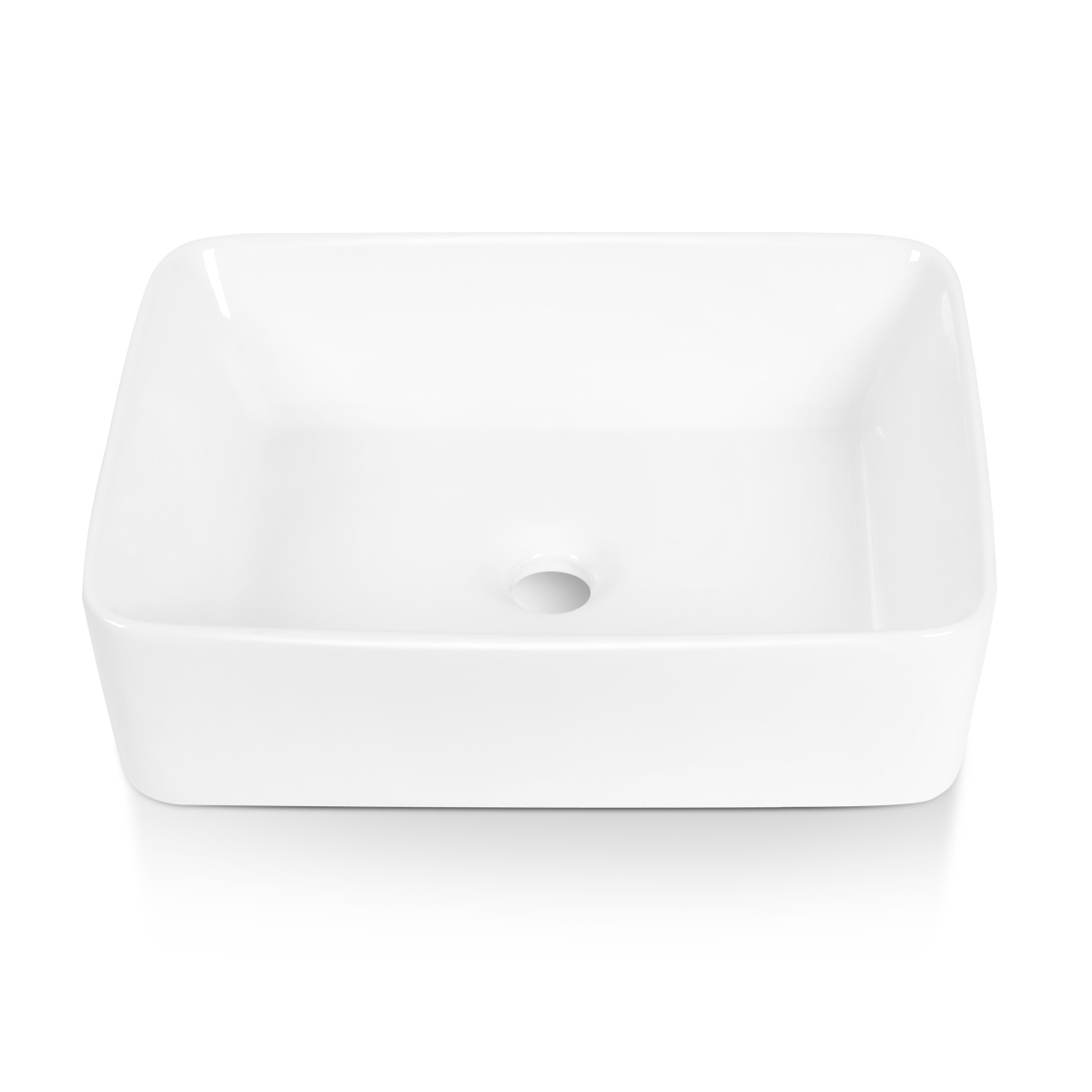 Duko BVS1915A-OL 19" x 15" White Rectangular Ceramic Countertop Bathroom Vanity Vessel Sink