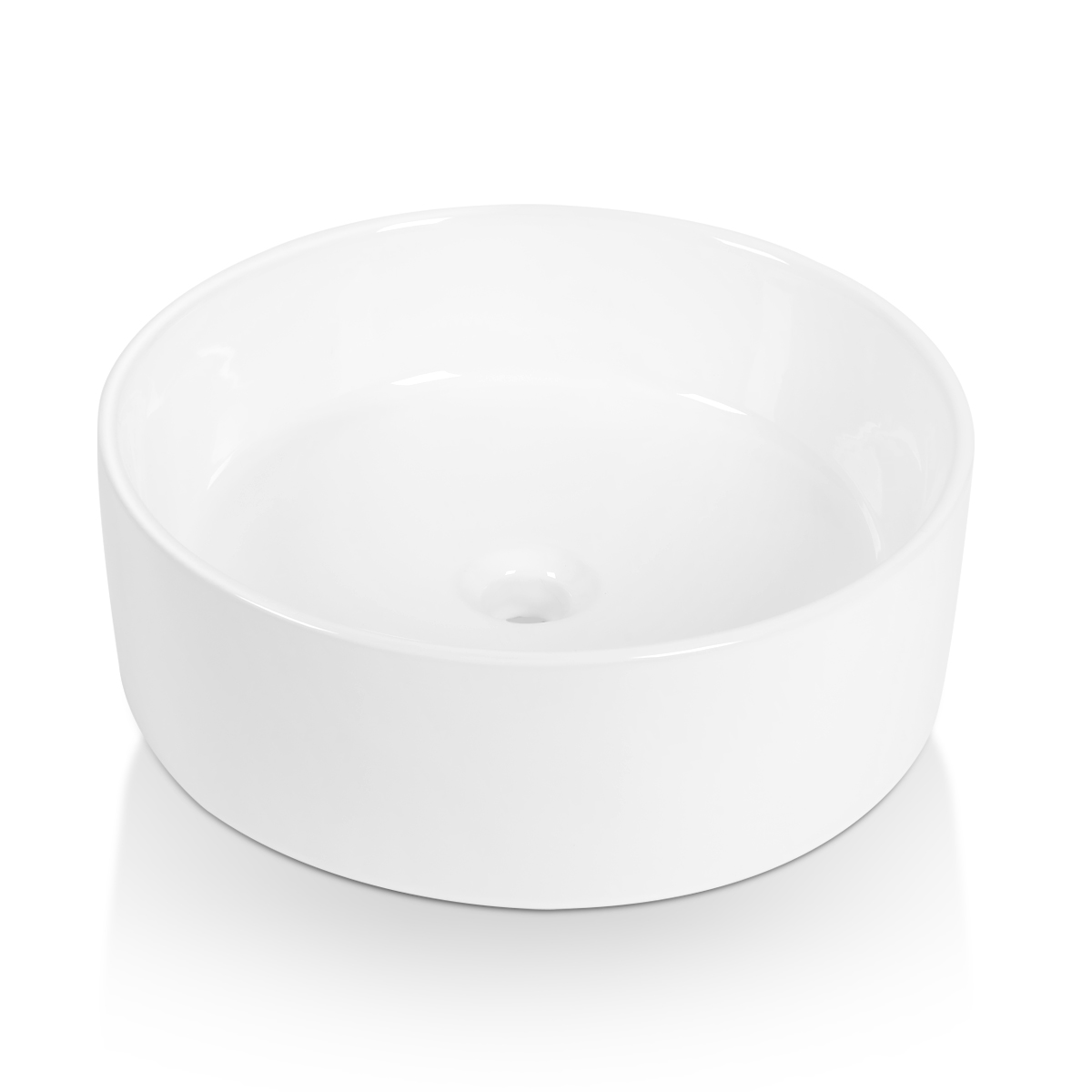BVS1818A-OL 18" x 18" White Oval Ceramic Countertop Bathroom Vanity Vessel Sink