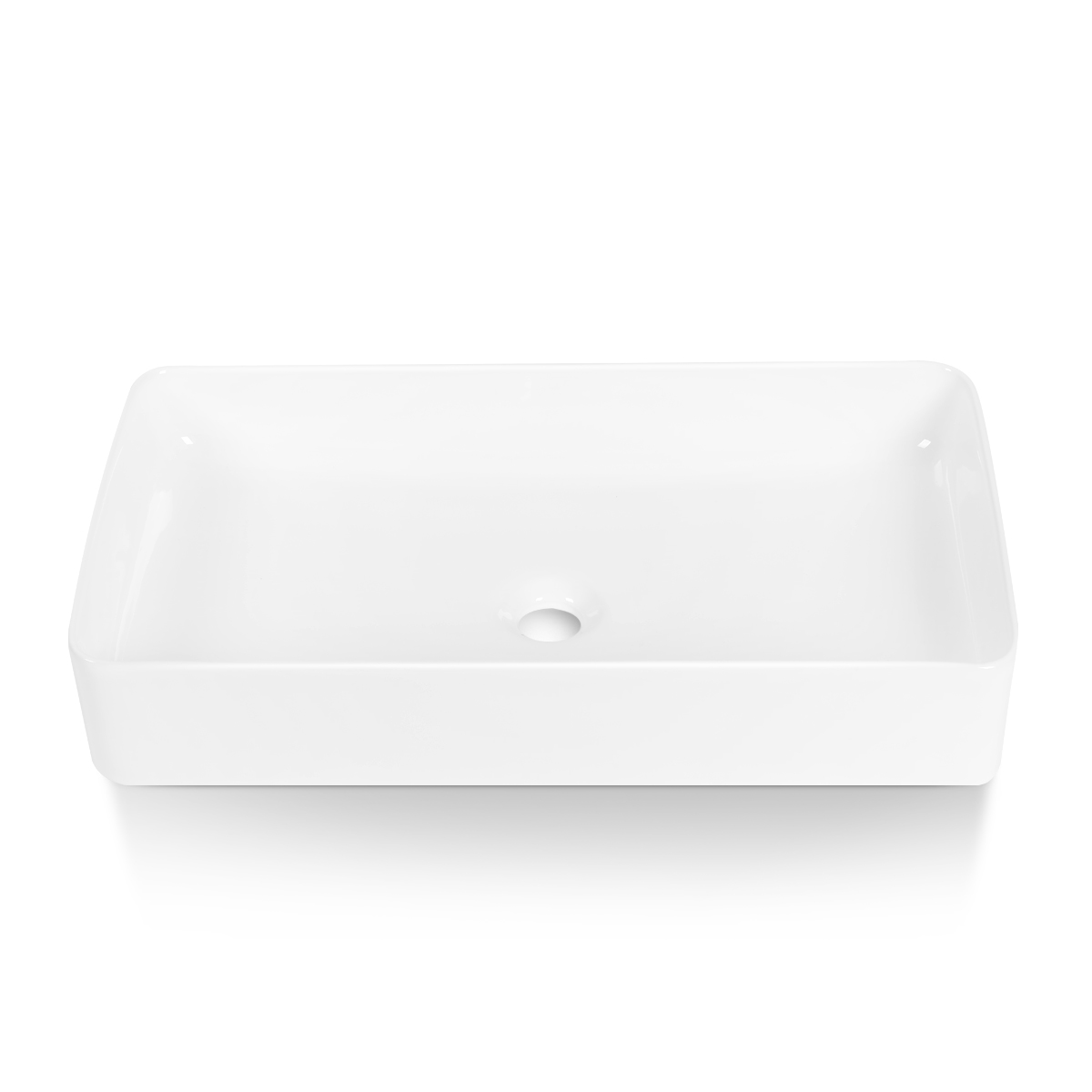 BVS2414A-OL 24" x 14" White Rectangular Ceramic Countertop Bathroom Vanity Vessel Sink