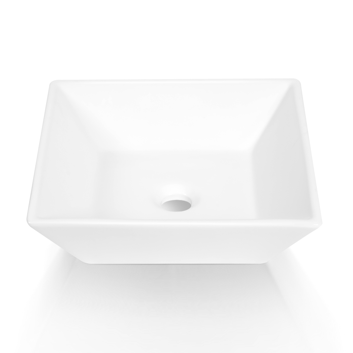 BVS1616A-OL 16" x 16" White Square Ceramic Countertop Bathroom Vanity Vessel Sink