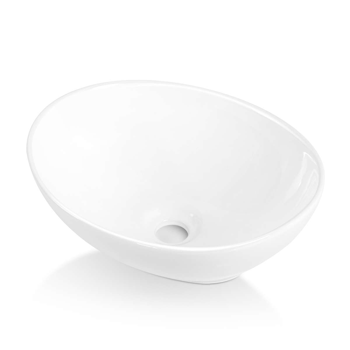 Duko BVS1613A-OL 16" x 13" White Oval Ceramic Countertop Bathroom Vanity Vessel Sink