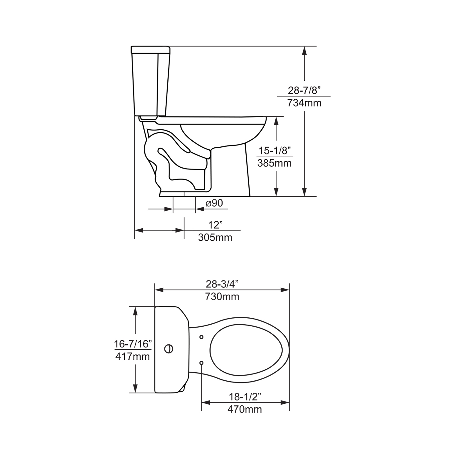 Duko A249L+T49D Two-Piece DualFlush Elongated Toilet