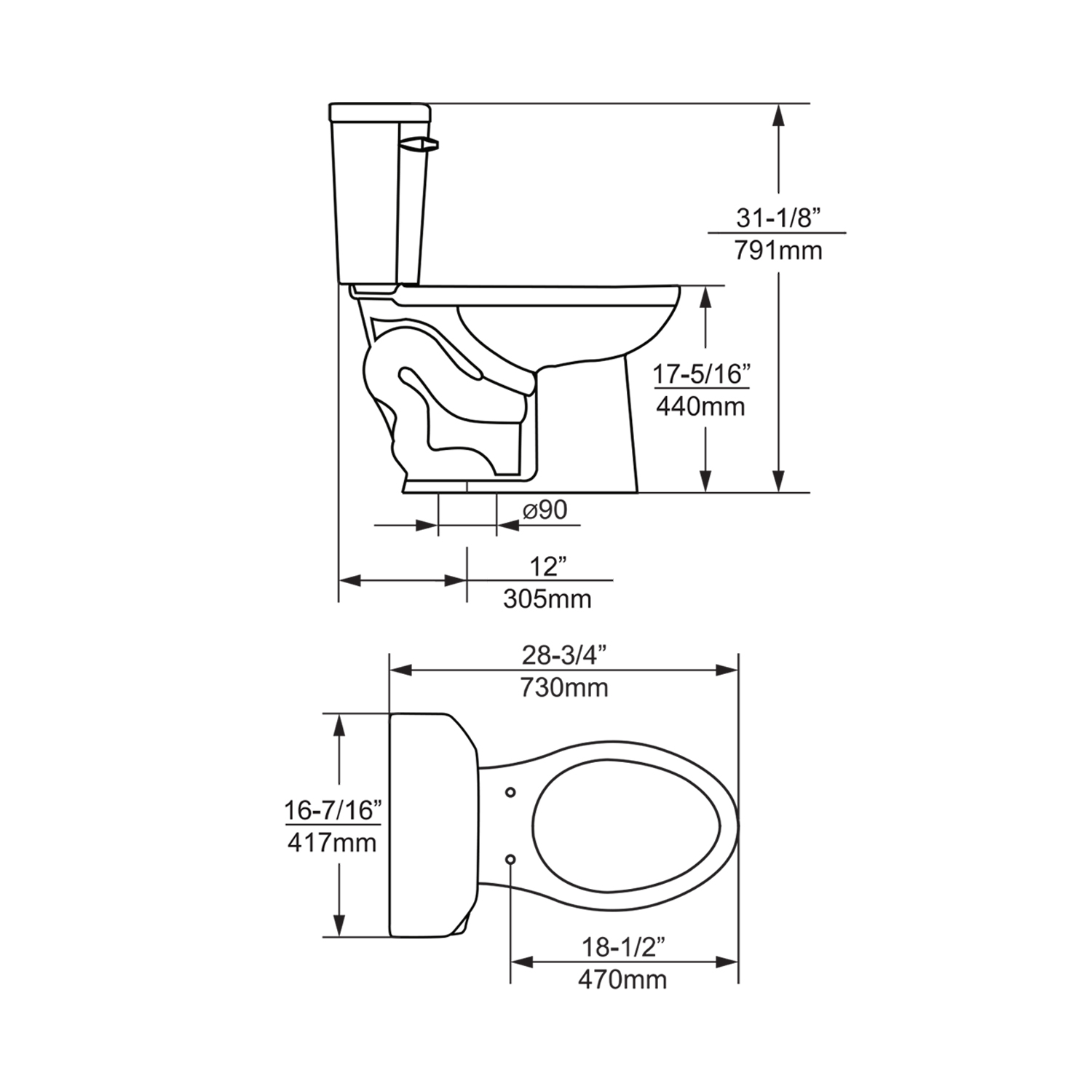 Duko A249HL+T491.0GS ADA Height Two-Piece Single Flush Elongated Toilet