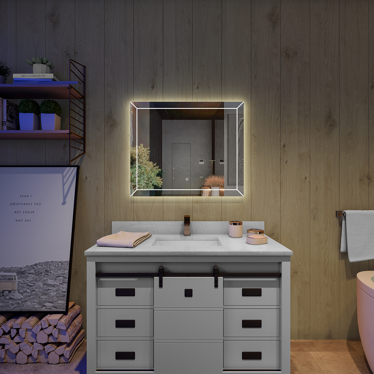 Duko MA013630T Wall Mounted Makeup LED Bathroom Vanity Mirror with Anti 