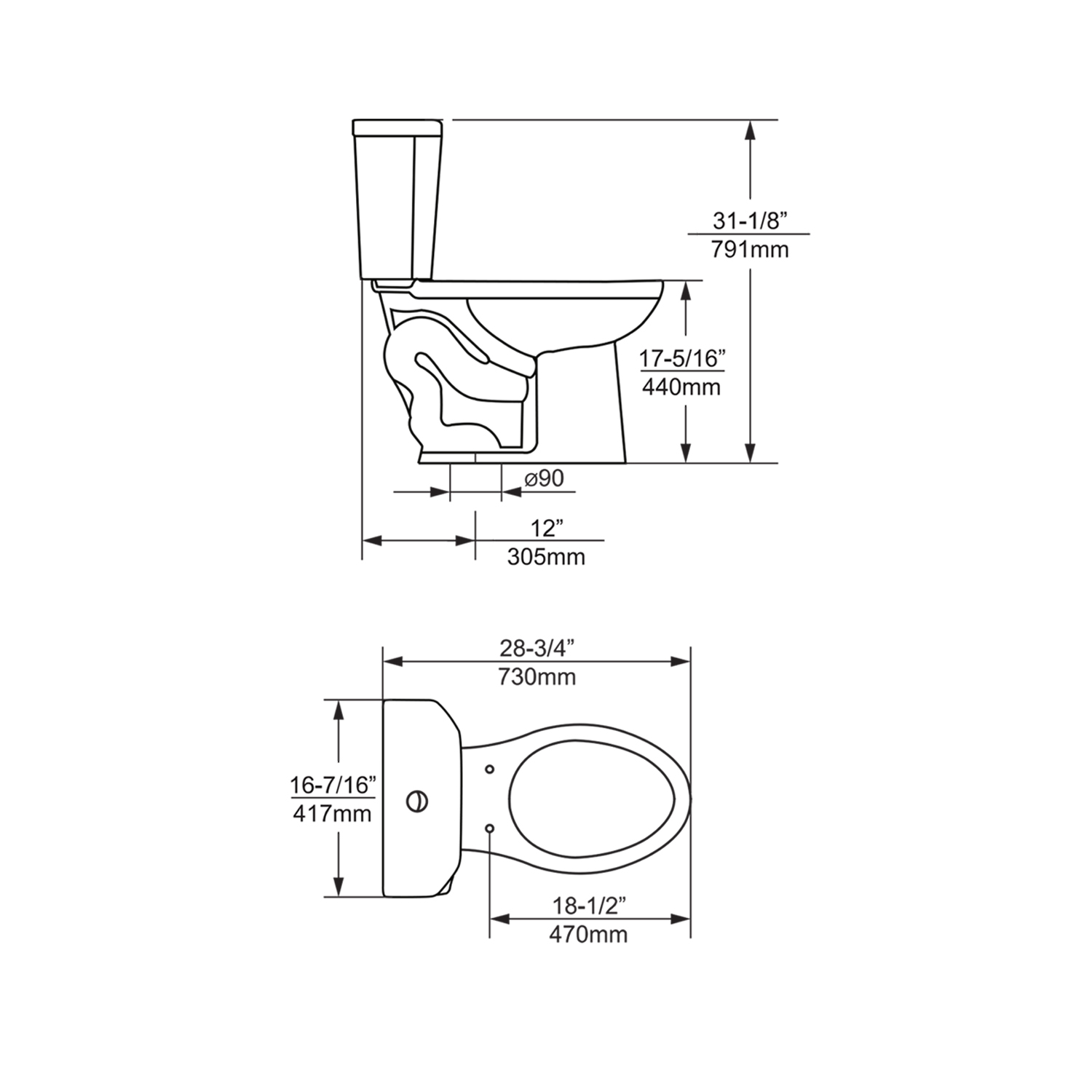Duko A249HL+T49D ADA Height Two-Piece Dual Flush Elongated Toilet