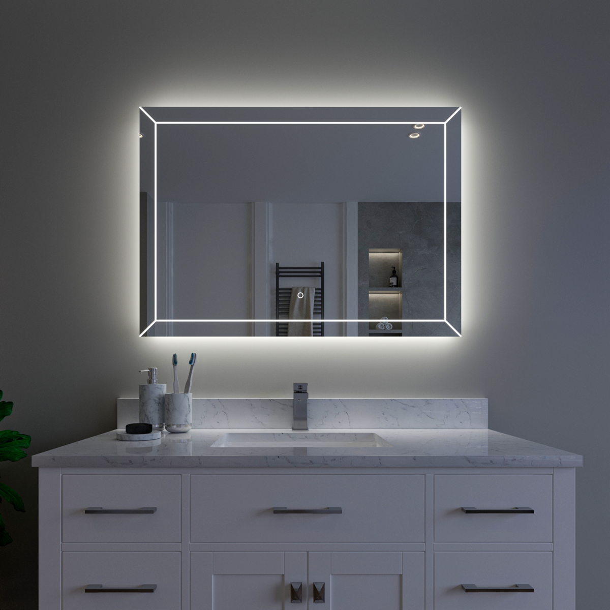 Duko MA014230TD-OL Wall Mounted Makeup LED Bathroom Vanity Mirror with Lights Backlit and Anti-Fog