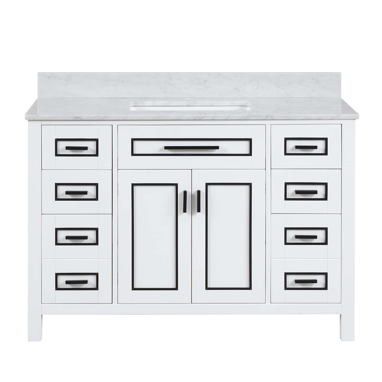 Duko VV248 Rectangular Sink Bathroom Vanity Cabinet with Carrara White Marble Countertop 