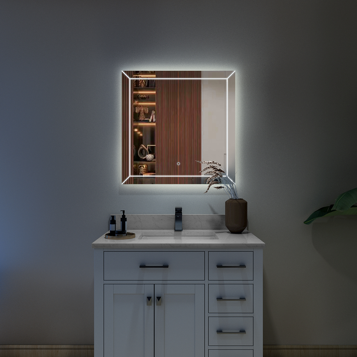 Duko MA013030TD-OL Wall Mounted Makeup LED Bathroom Vanity Mirror with Lights Backlit and Anti-Fog