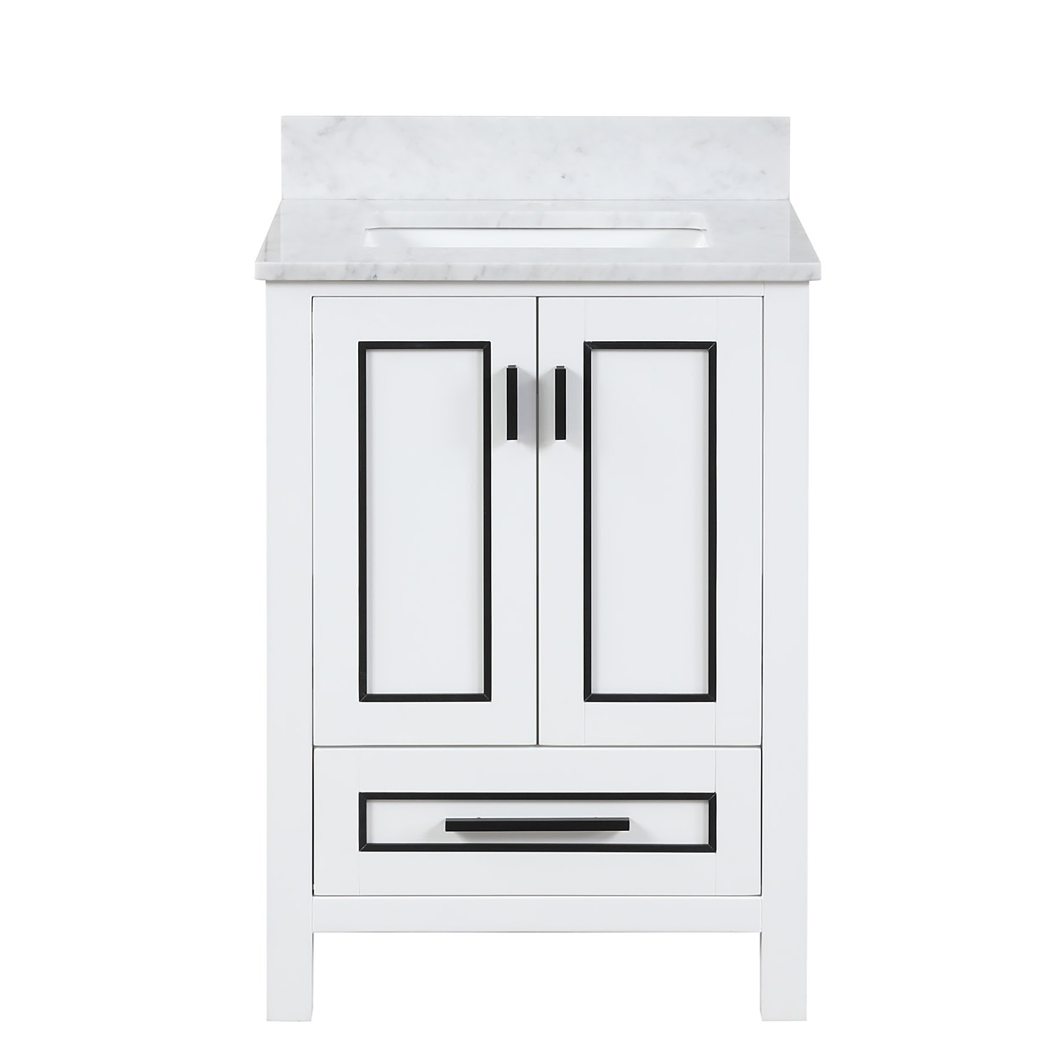 Duko VV224 Rectangular Sink Bathroom Vanity Cabinet with Carrara White Marble Countertop 