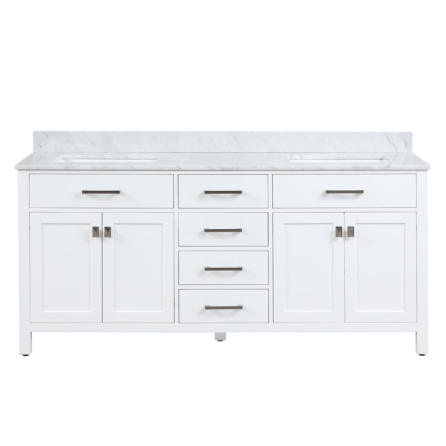 Duko VV172 Rectangular Sink White Bathroom Vanity Cabinet with Carrara White Marble Countertop 
