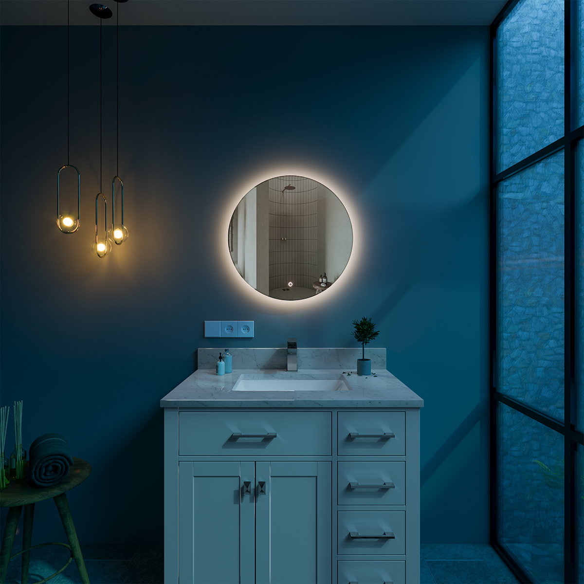 Duko MA05R24T Wall Mounted Makeup LED Bathroom Vanity Mirror with Anti-Fog and Bluetooth Options