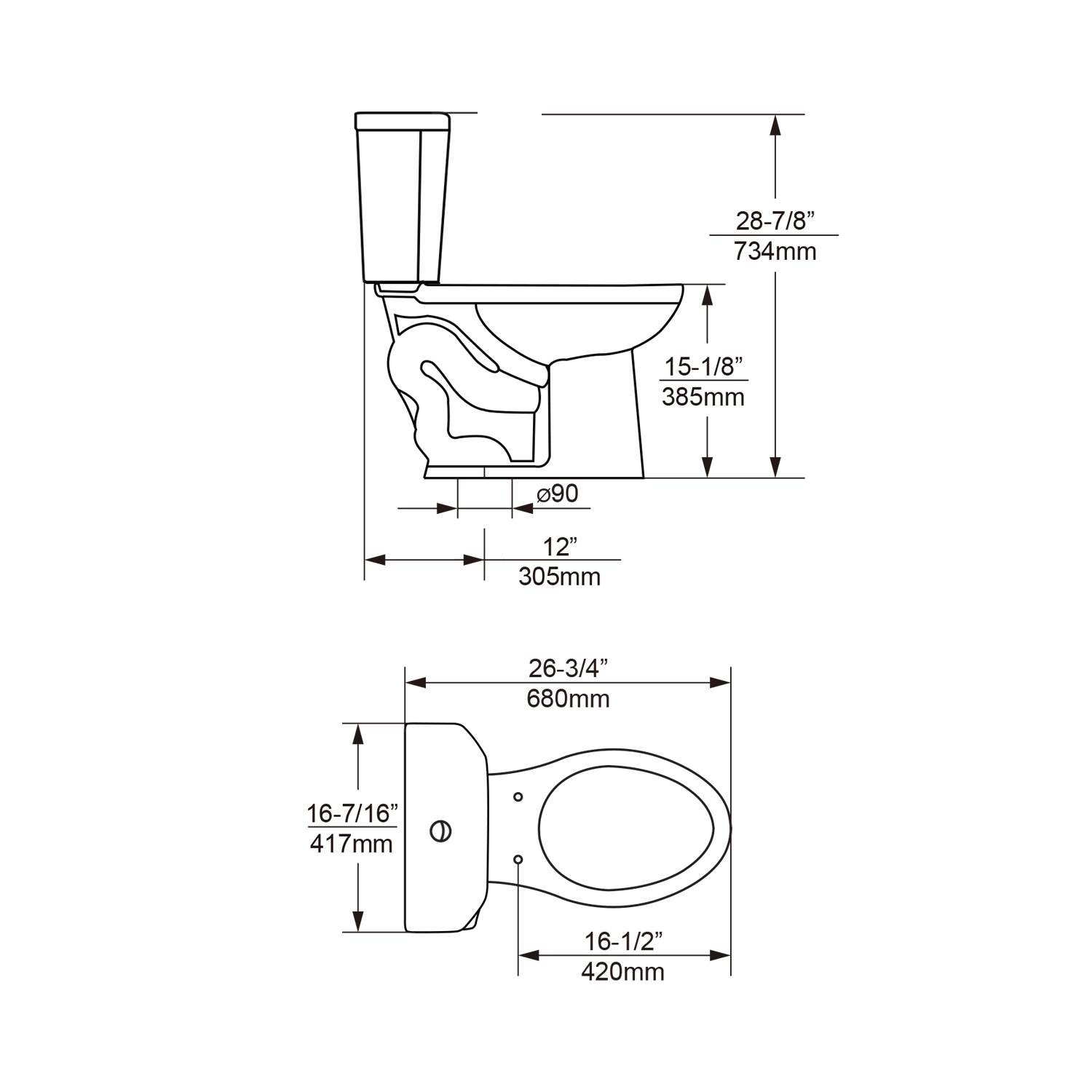 Duko A249R+T49D Two-Piece Dual Flush Round Front
