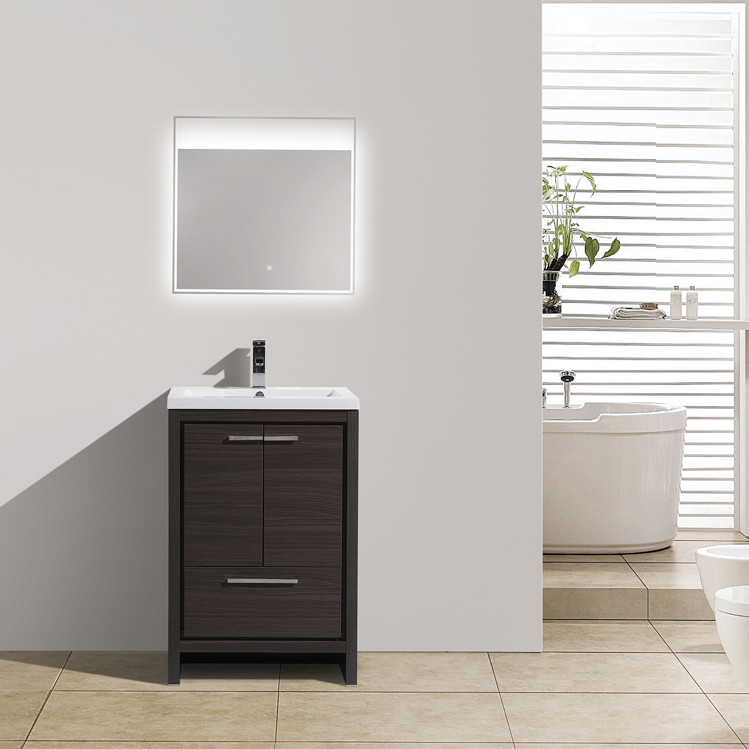 Duko Allier 24 Rectangular Sink White Bathroom Vanity Cabinet 