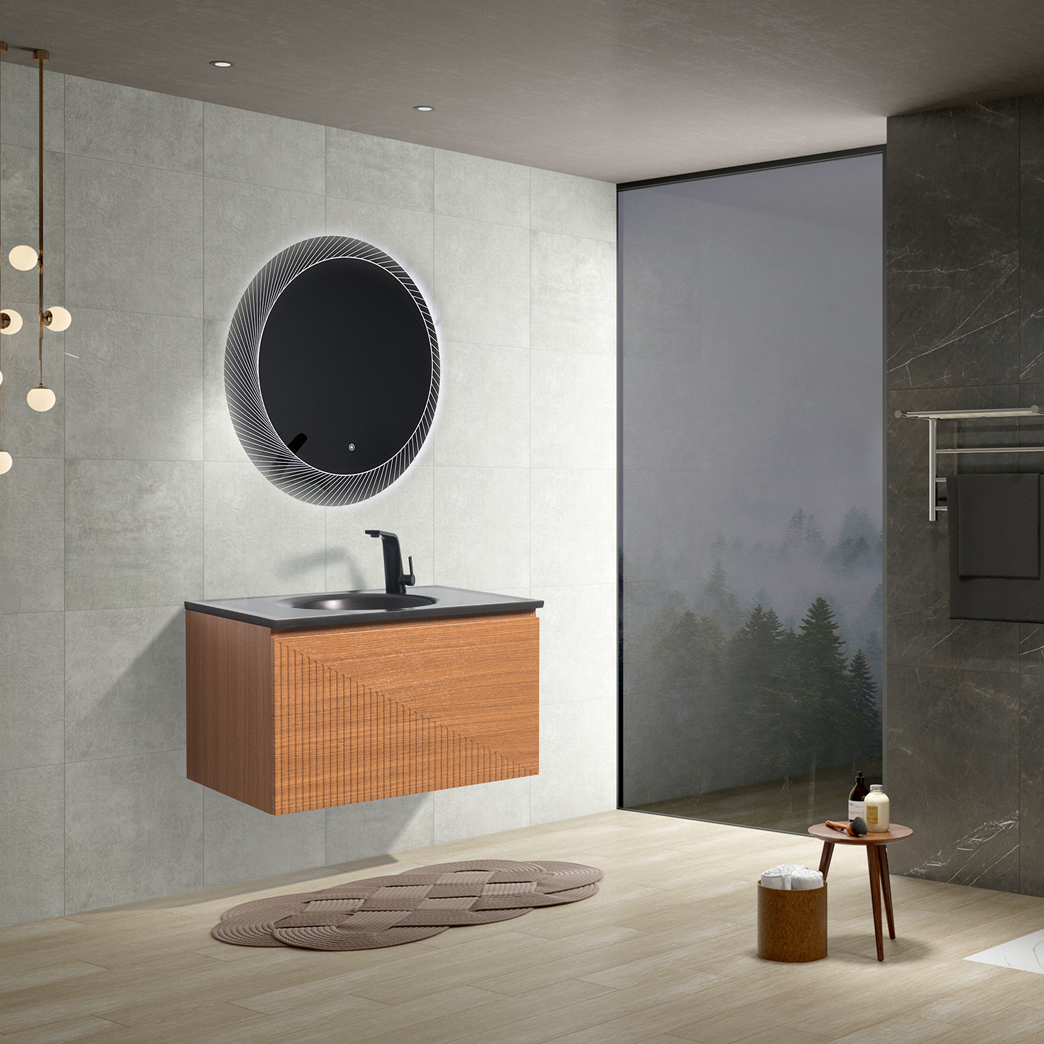 Duko Simon 36-DW Single Bathroom Vanity in Dark Walnut Black
