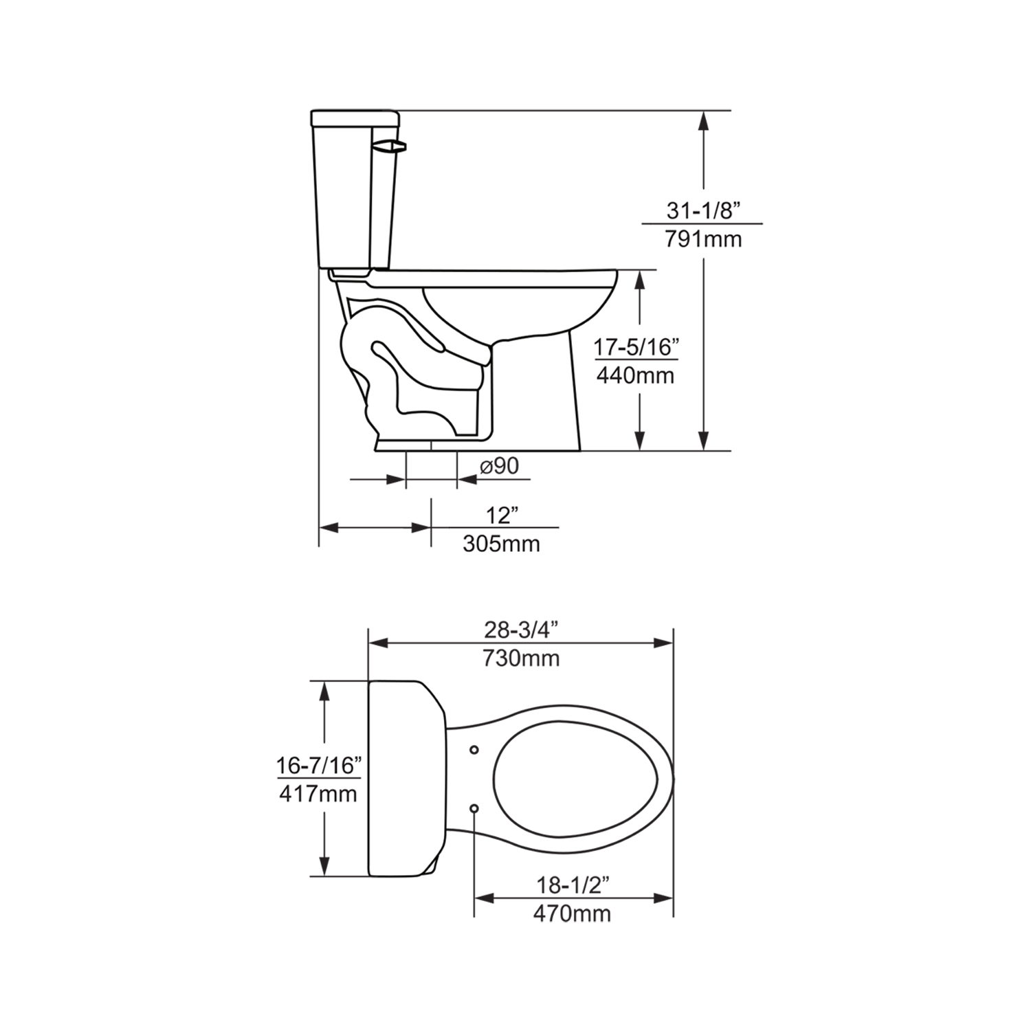Duko A249HL+T49S ADAHeight Two-Piece DualFlush Elongated Toilet