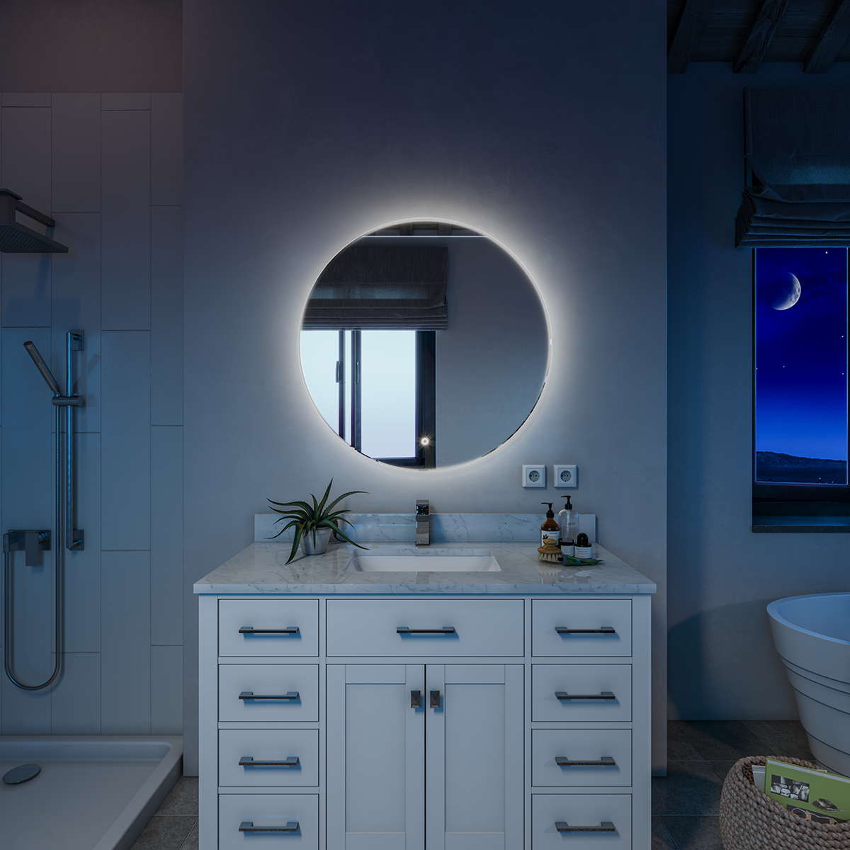 Duko MA05R36T Wall Mounted Makeup LED Bathroom Vanity Mirror with Anti-Fog and Bluetooth Options