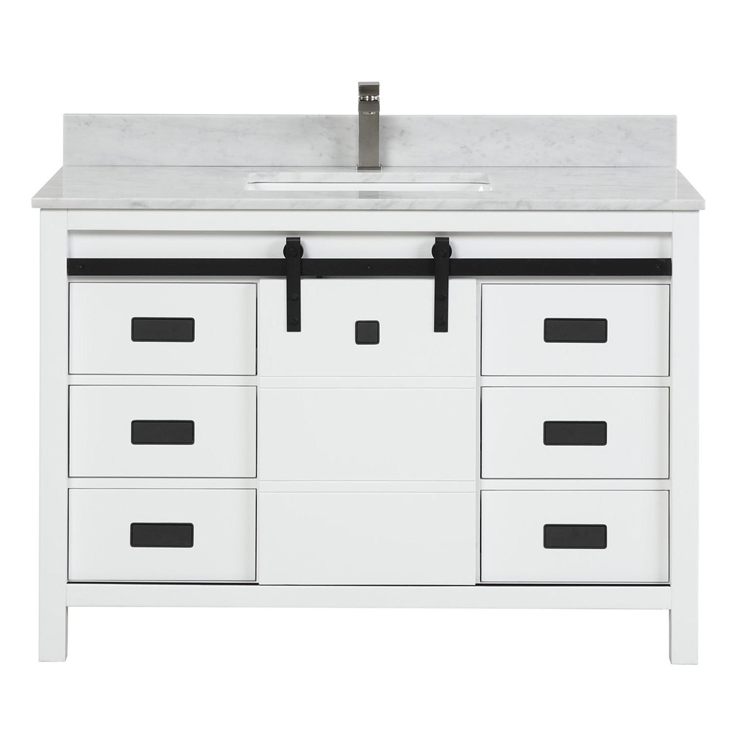 Duko VV348 Rectangular Sink Grey Bathroom Vanity Cabinet with Carrara White Marble Countertop