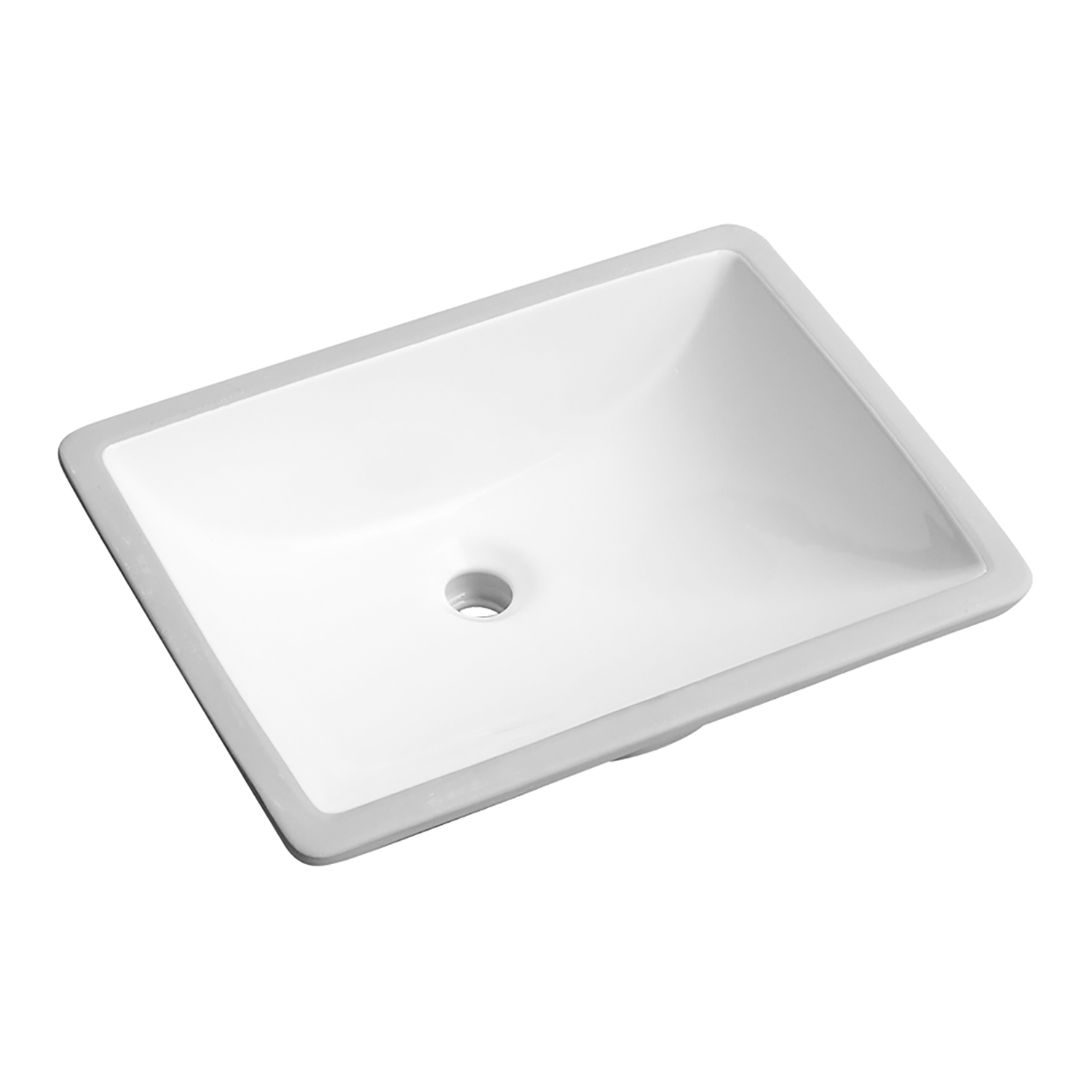 Duko C2020 20" x 15" White Square Ceramic Undermount Bathroom Vanity Vessel Sink