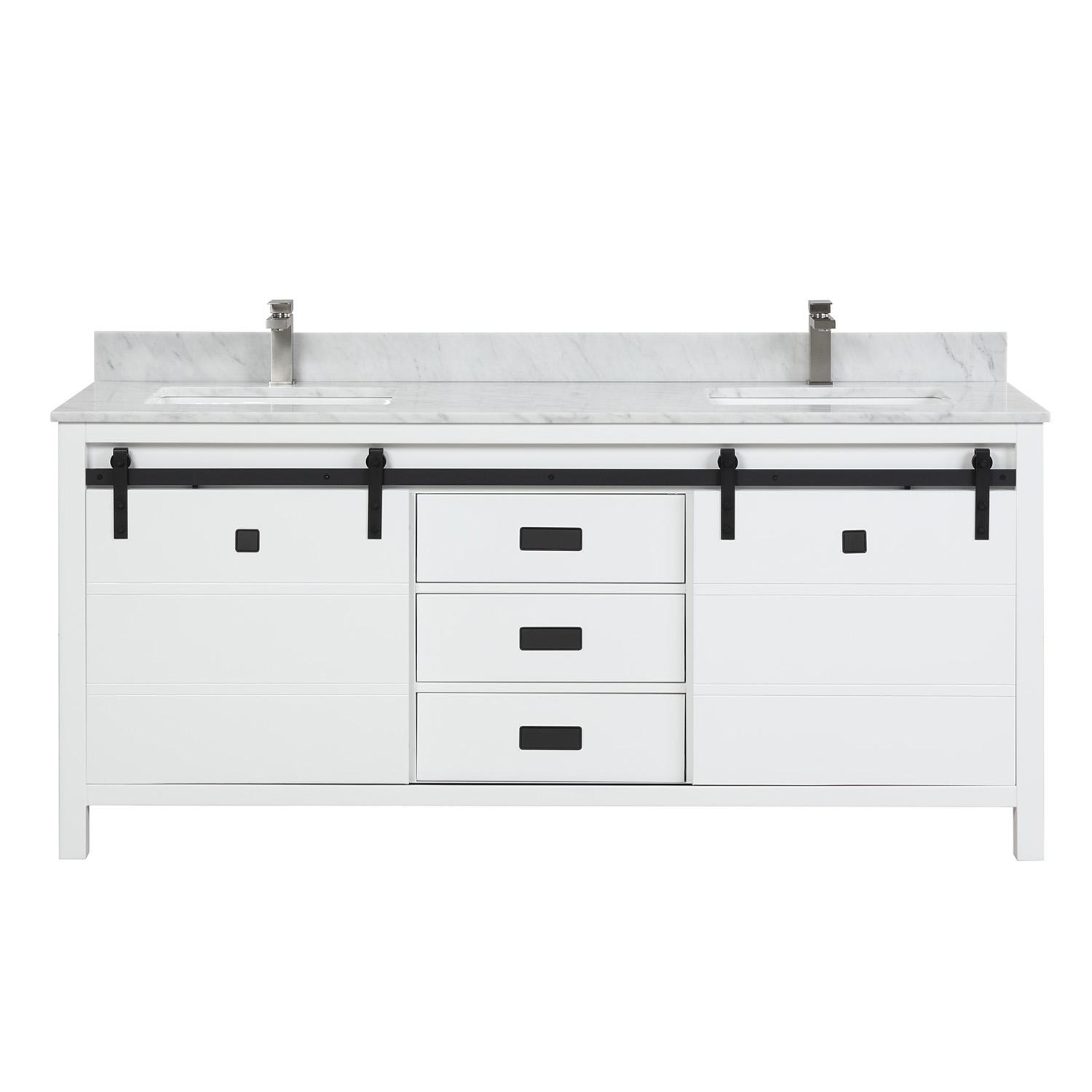 Duko VV372 Rectangular Sink Grey Bathroom Vanity Cabinet with Carrara White Marble Countertop