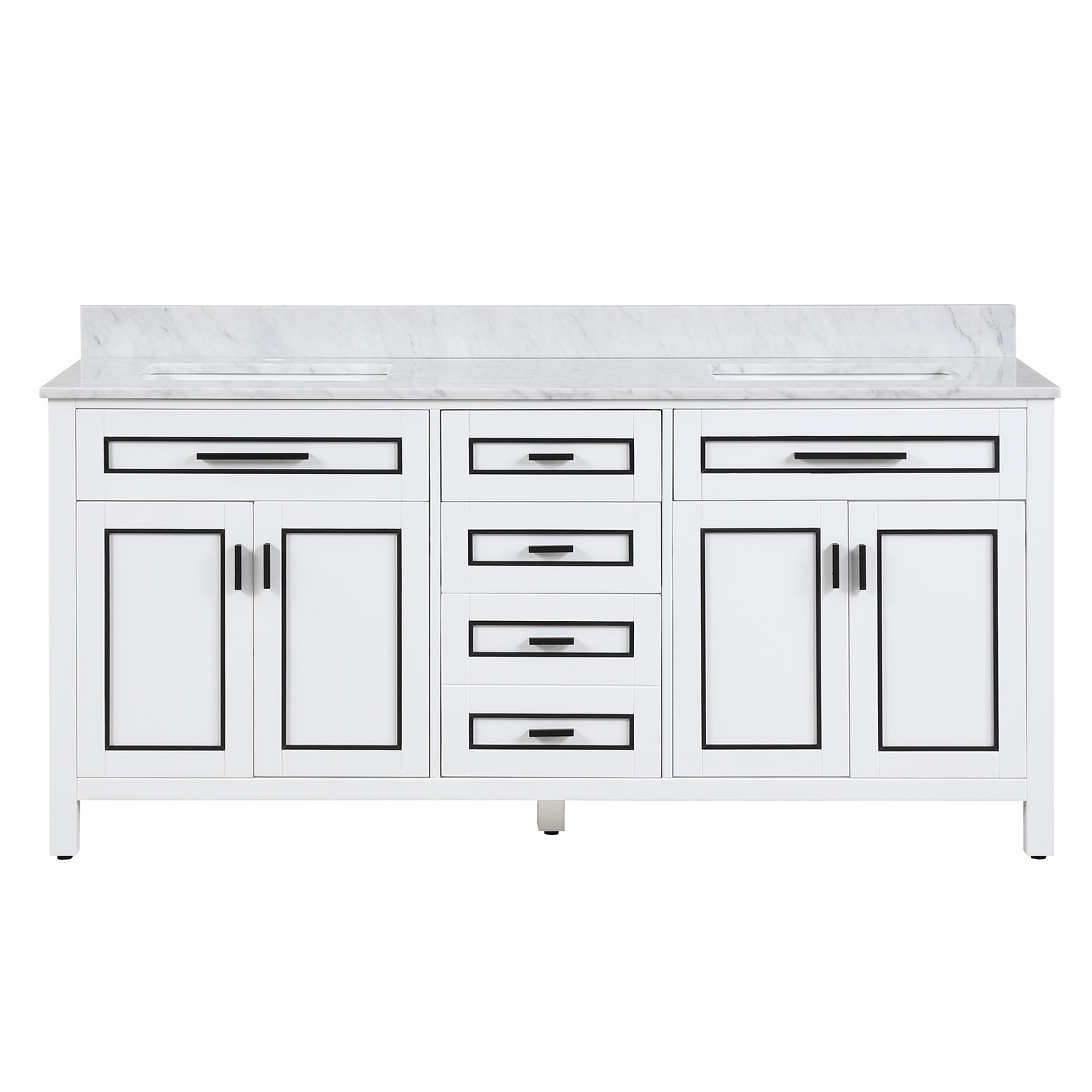 Duko VV272 Rectangular Sink Bathroom Vanity Cabinet with Carrara White Marble Countertop 