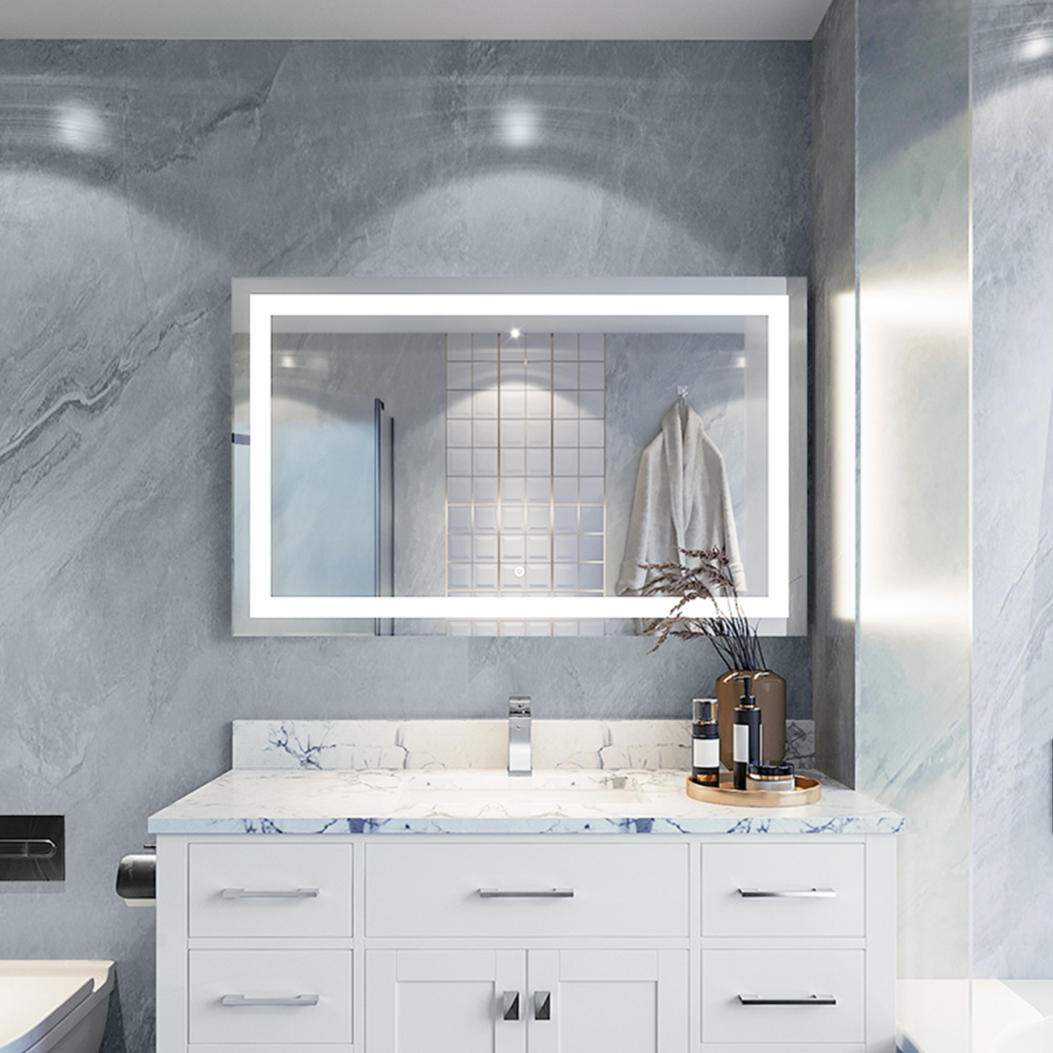 Duko MA024830T Wall Mounted Makeup LED Bathroom Vanity Mirror with Anti 