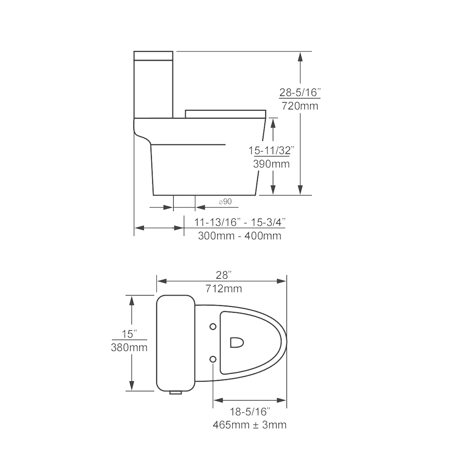 Duko A262D One-Piece Dual Flush Elongated Toilet