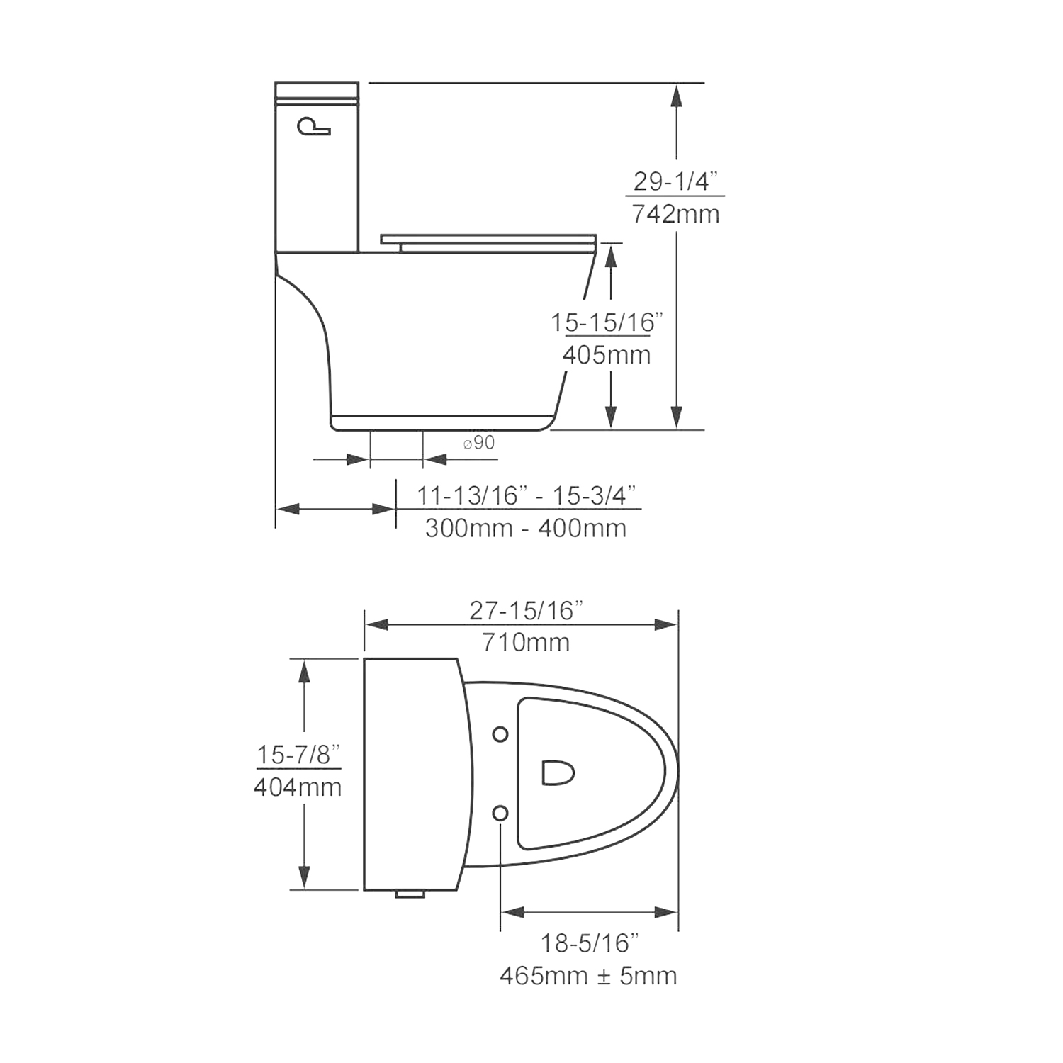Duko A265S One-Piece Single Flush Elongated Toilet