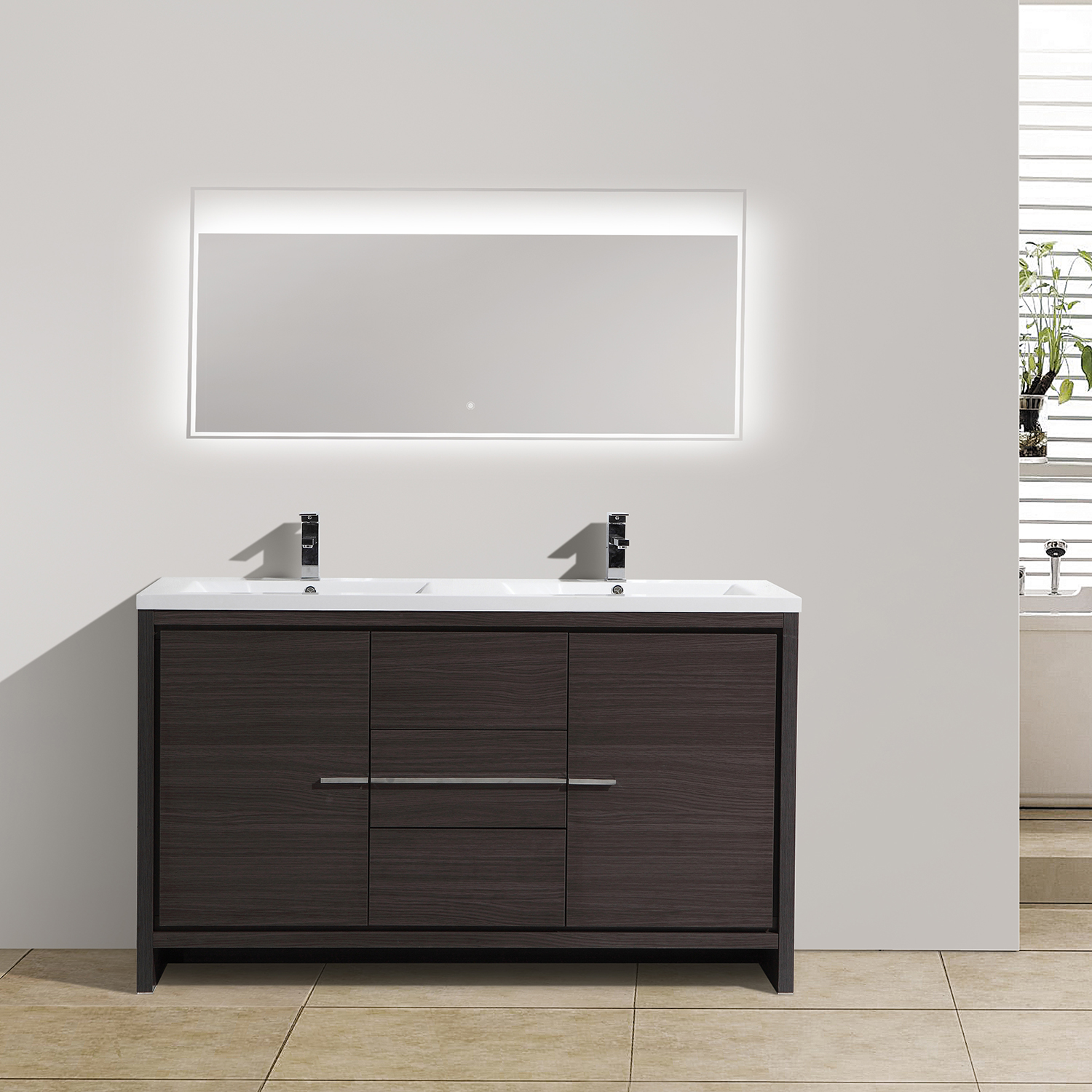 Duko Allier 60D 60" Rectangular Sink Bathroom Vanity Cabinet