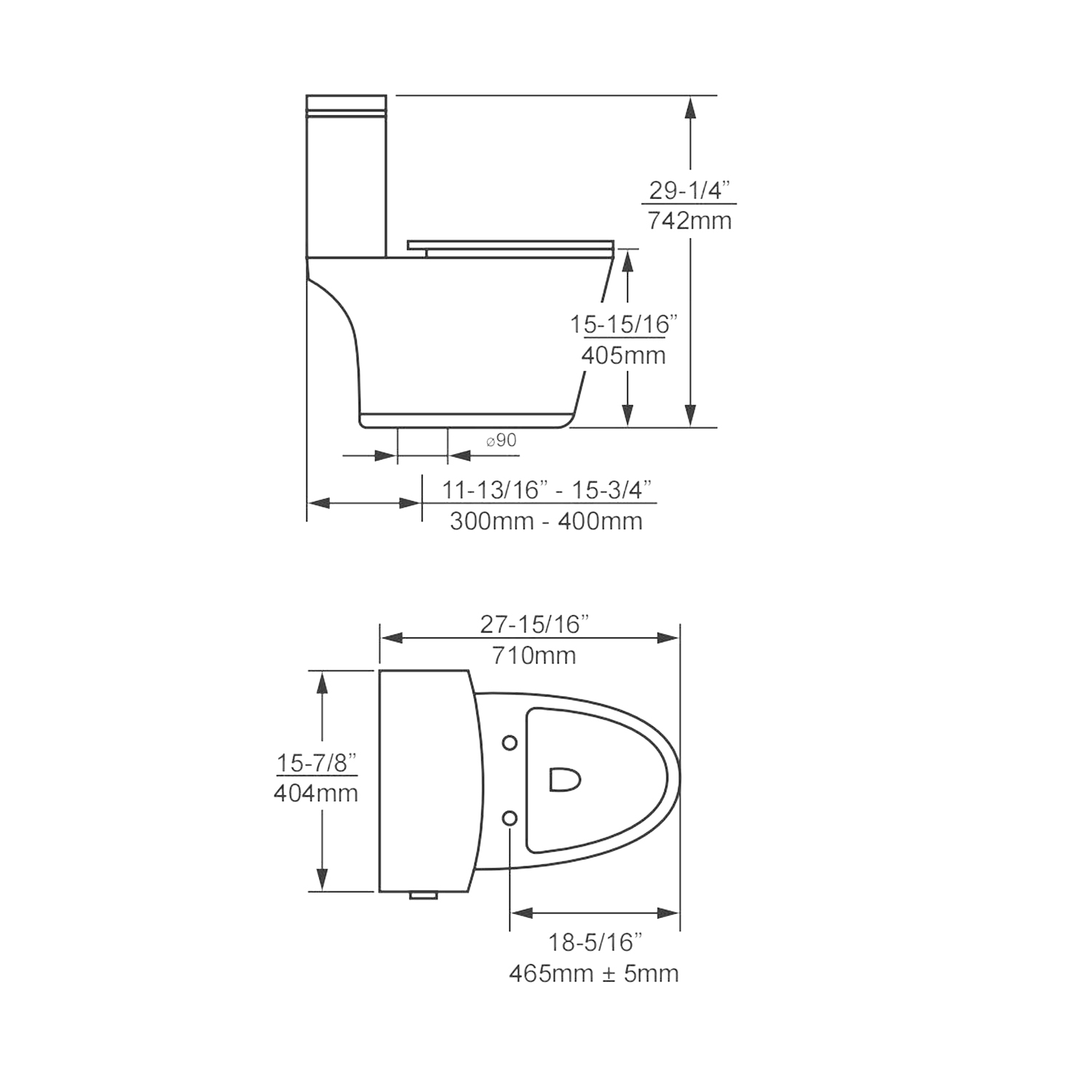 Duko A265D One-Piece DualFlush Elongated Toilet