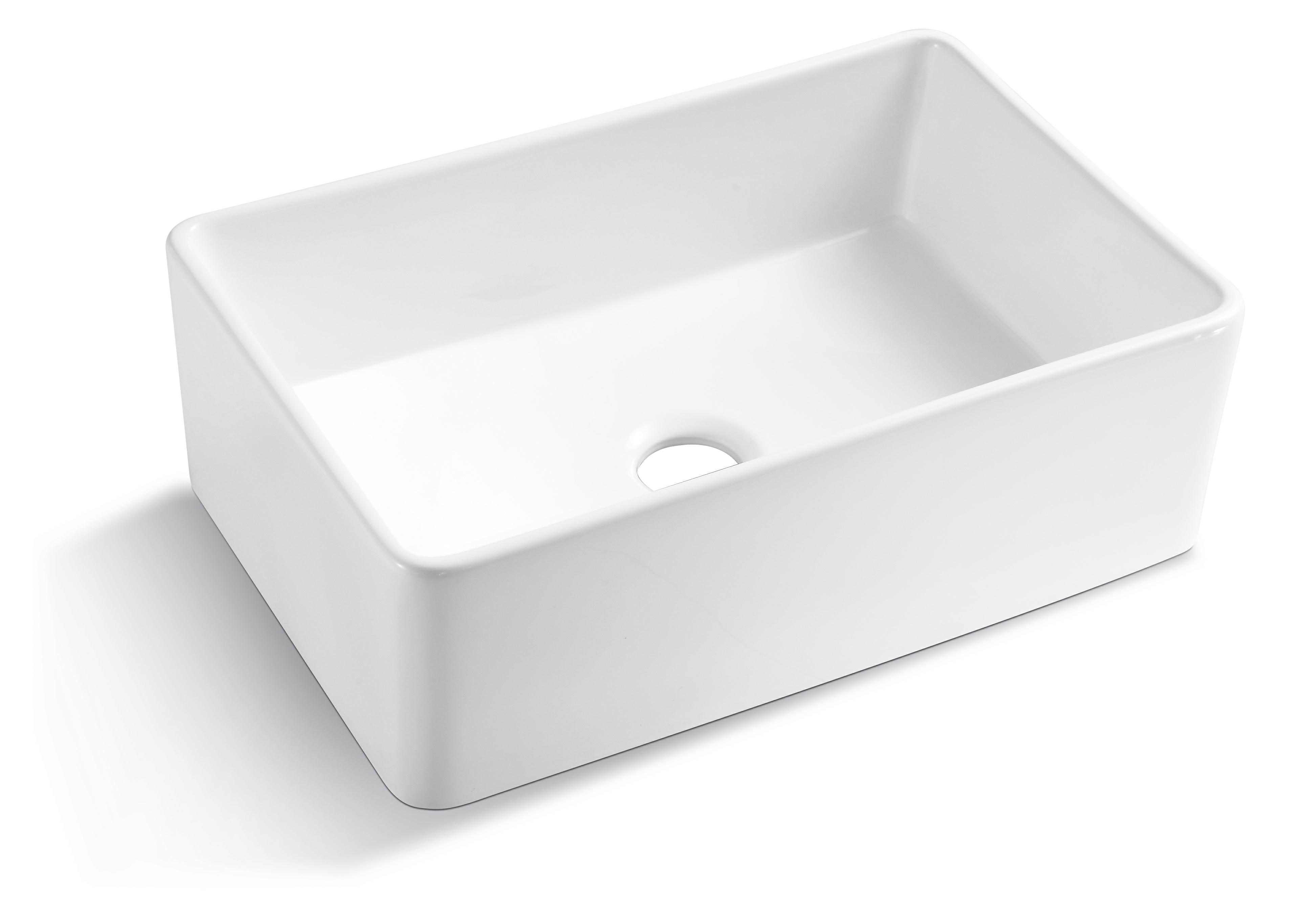 F3018S 30" x 18" White Fireclay Farmhouse Sink