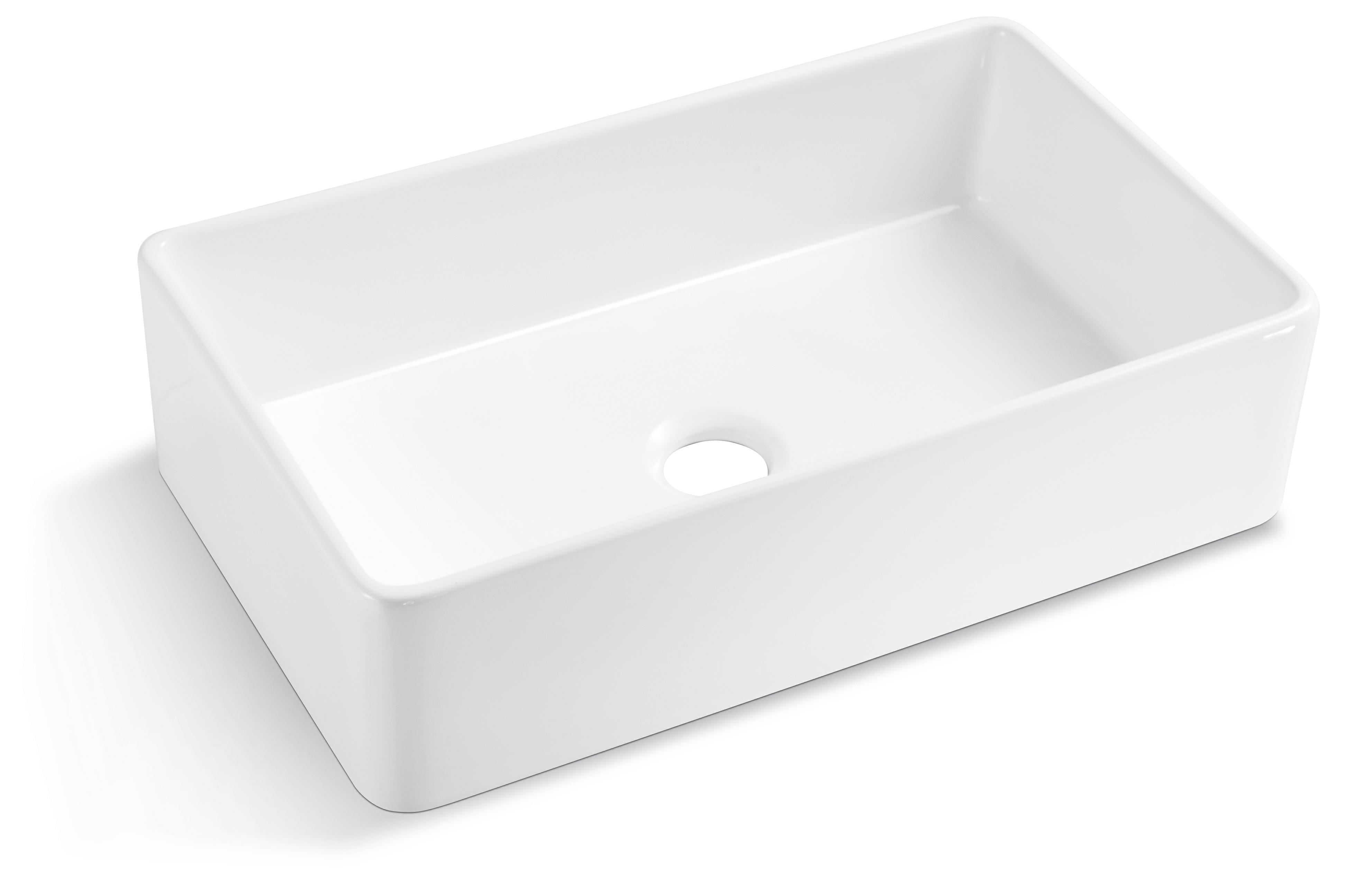 F3318S 33" x 18" White Fireclay Kitchen Farmhouse Sink